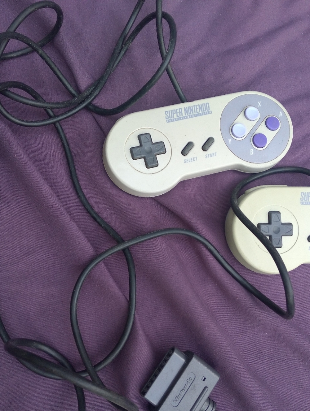 Nintendo Super Nintendo Wired Controllers - Gray with Purple Buttons